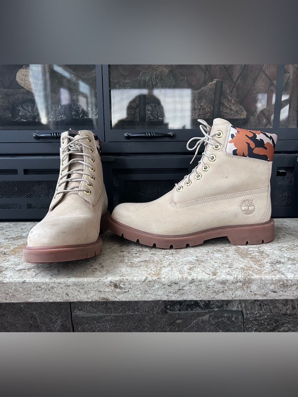 Timberland 6" Premium Boots – Light Beige Nubuck/Orange Camo